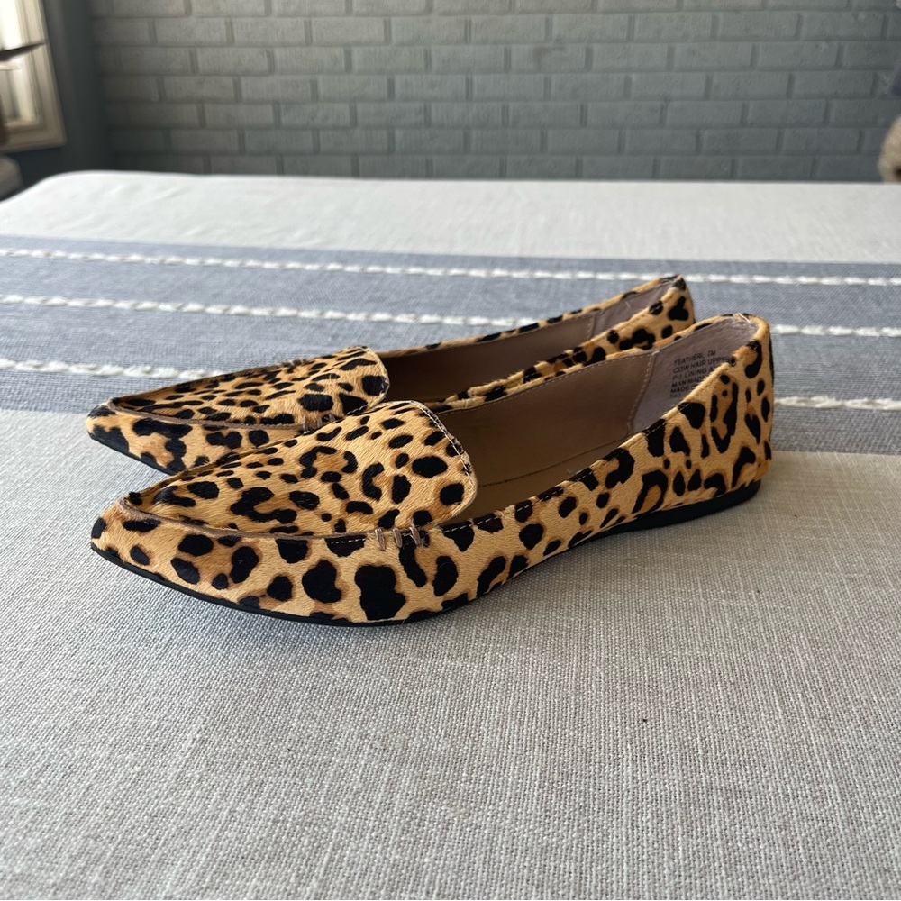 Steve Madden Feather Leopard Loafers Size 7 Genuine Calf Hair Flats - Picture 6 of 9